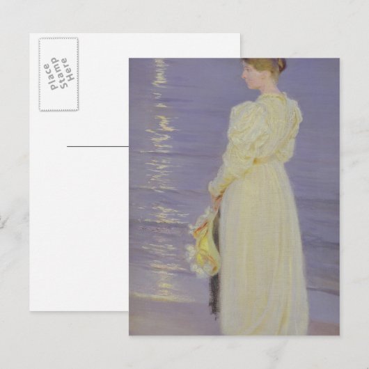 Vrouwen in het Wit op een strand, 1893 Briefkaart (Voorkant / Achterkant)