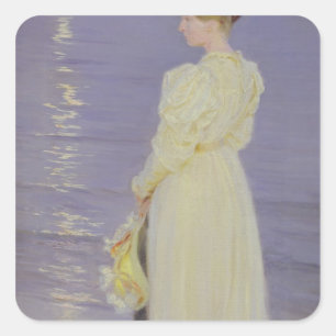 Vrouwen in het Wit op een strand, 1893 Vierkante Sticker