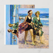 Vrouwen in het Zee Edward Henry Potthast Briefkaart (Voorkant / Achterkant)