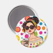 Vrouwen in LGBTQ Rainbow Bandana met Koffie Magneet (Voorkant / Achterkant)