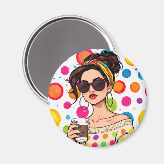 Vrouwen in LGBTQ Rainbow Bandana met Koffie Magneet (Voorkant / Achterkant)