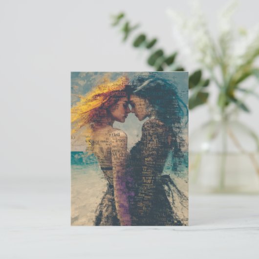 Vrouwen in liefde briefkaart (Staand voorkant)