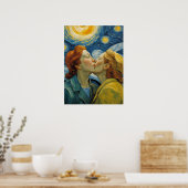 Vrouwen in Liefde Kussen Sterrennacht Poster (Keuken)