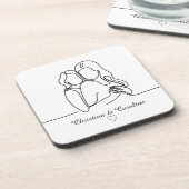 Vrouwen in Liefde Lesbisch Paar Line Art Bier Onderzetter (Linkerzijde)