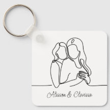 Vrouwen in Liefde Lijn Kunst Lesbisch Paar