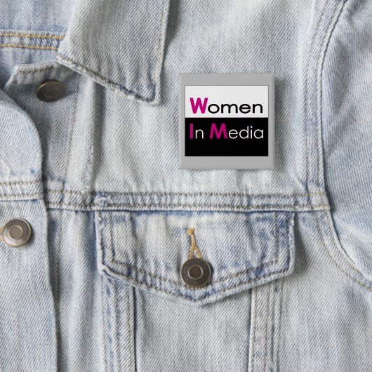 Vrouwen in Media Pin Vierkante Button 5,1 Cm (In situ)