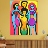 Vrouwen in Mesmeriserende Art Brut en Psychedelic Canvas Afdruk (Insitu (Woonkamer))