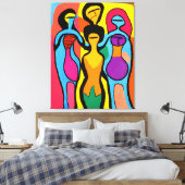 Vrouwen in Mesmeriserende Art Brut en Psychedelic Canvas Afdruk (Insitu (Slaapkamer))
