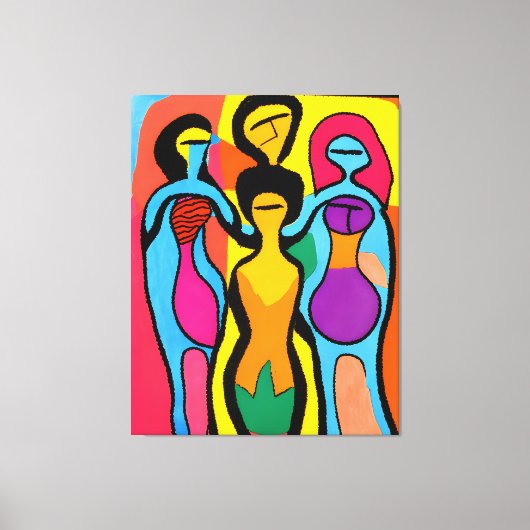 Vrouwen in Mesmeriserende Art Brut en Psychedelic Canvas Afdruk (Voorkant)