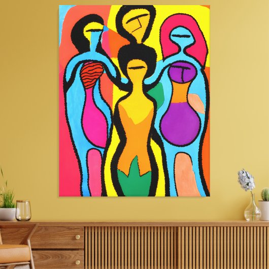 Vrouwen in Mesmeriserende Art Brut en Psychedelic Canvas Afdruk (Insitu (Woonkamer))