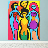 Vrouwen in Mesmeriserende Art Brut en Psychedelic Canvas Afdruk (Insitu (Houten vloer))