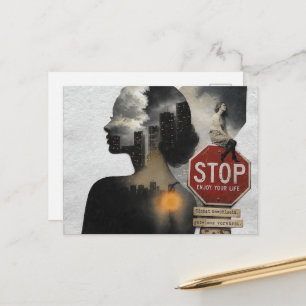 Vrouwen in Nachtelijke Stad Collage Stop Geniet va Briefkaart