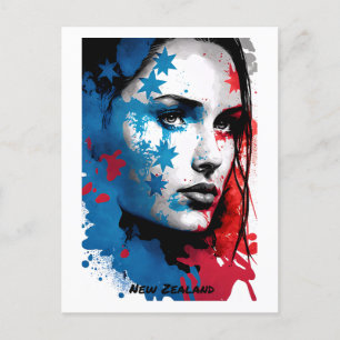 Vrouwen in Nieuw-Zeeland: Abstract schilderen Briefkaart