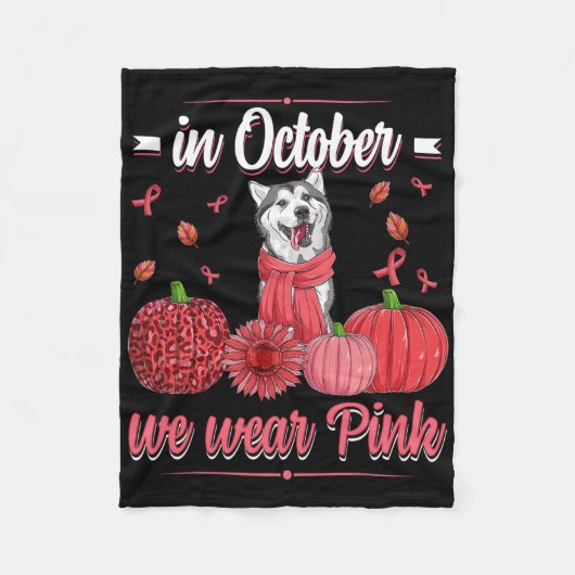 Vrouwen in oktober Draag roze lintje Husky Breast Fleece Deken (Voorkant)