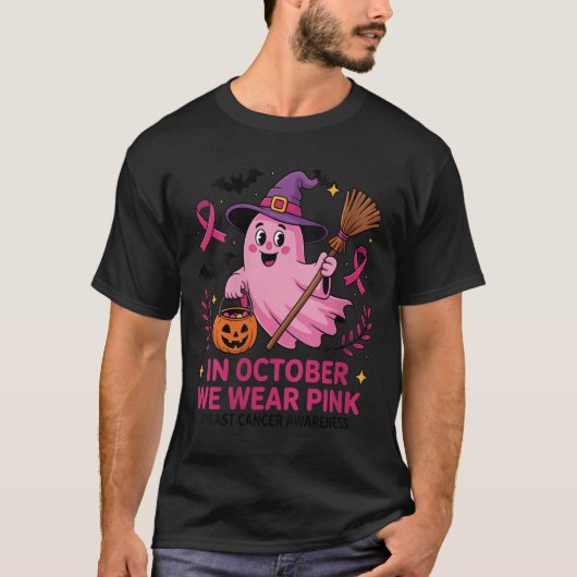 Vrouwen In Oktober Draag We NK Ghost Witch Breast T-shirt (Voorkant)