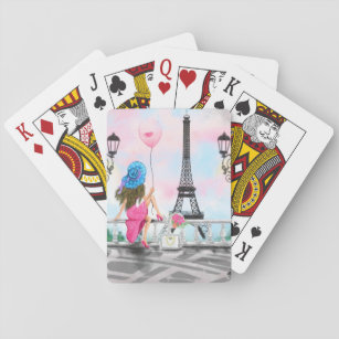 Vrouwen in Parijs die kaartjes spelen Gift - Eiffe Pokerkaarten