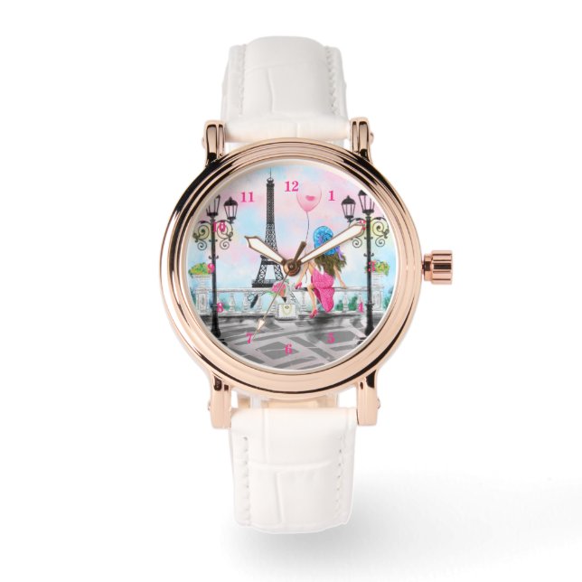 Vrouwen in Parijs horloge met Eiffeltoren (Voorkant)