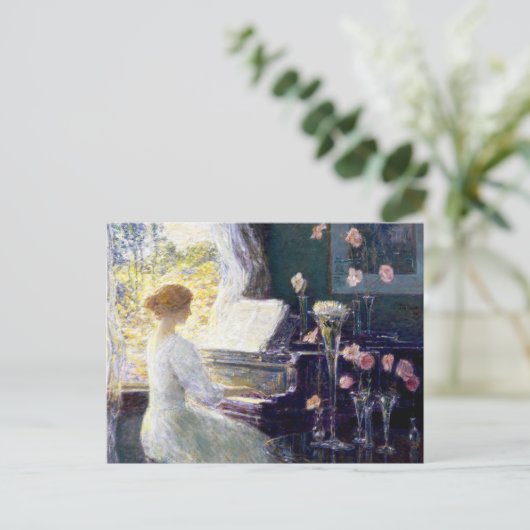 Vrouwen in Piano door Childe Hassam Briefkaart (Staand voorkant)