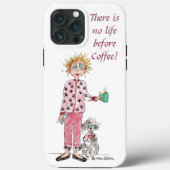 Vrouwen in pyjama hebben haar koffiegekleurde teke Case-Mate iPhone case (Achterkant)