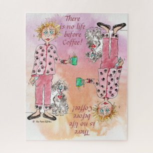 Vrouwen in pyjama hebben haar koffiegekleurde teke legpuzzel