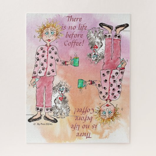 Vrouwen in pyjama hebben haar koffiegekleurde teke legpuzzel (Verticaal)