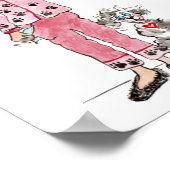 Vrouwen in pyjama hebben haar koffiegekleurde teke poster (Hoek)