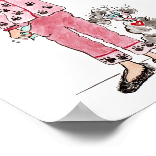 Vrouwen in pyjama hebben haar koffiegekleurde teke poster (Hoek)