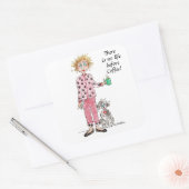 Vrouwen in pyjama hebben haar koffiegekleurde teke vierkante sticker (Envelop)