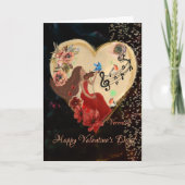 Vrouwen in Rode Jurk spelen viool Kaart (Voorkant)