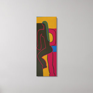 Vrouwen in roze canvas afdruk