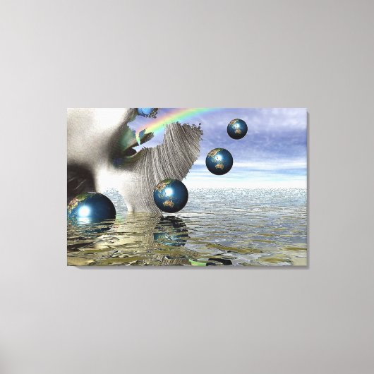 Vrouwen in Surreal Space Canvas Afdruk (Voorkant)