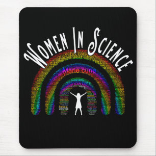 Vrouwen in Wetenschap Regenboog Word Fill Design Muismat