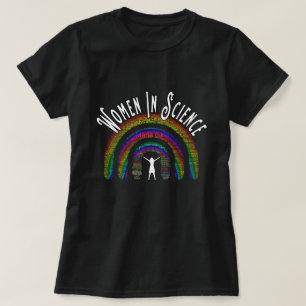 Vrouwen in Wetenschap Regenboog Word Fill Design T-shirt