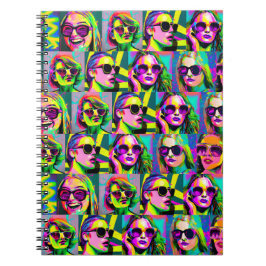 Vrouwen in Zonnebril Kleurrijke Digitale Kunst Notitieboek