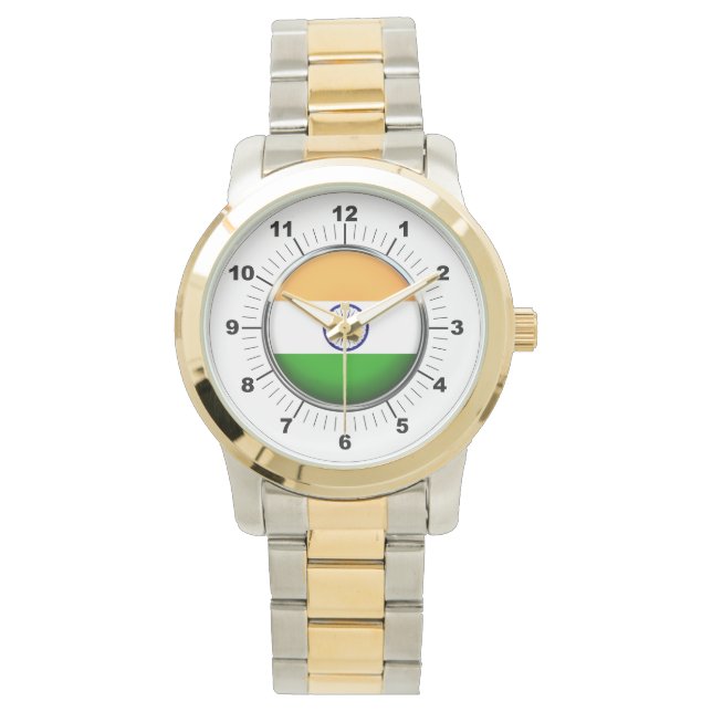 Vrouwen India Vlag Oversized Two-Tone Horloge (Voorkant)