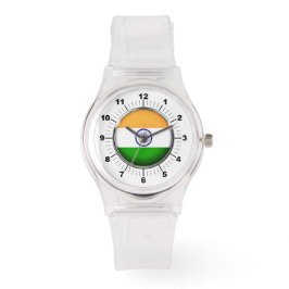 Vrouwen India Vlag Sportief Roze Silicon Horloge