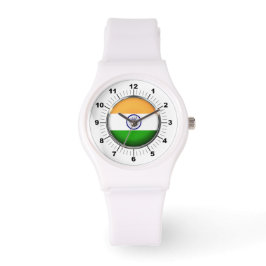 Vrouwen India Vlag Sportief Wit Silicon Horloge