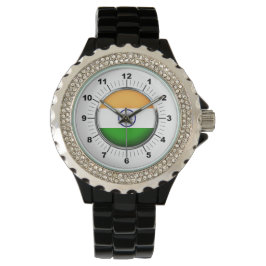 Vrouwen India Vlag Strass Zwart Horloge