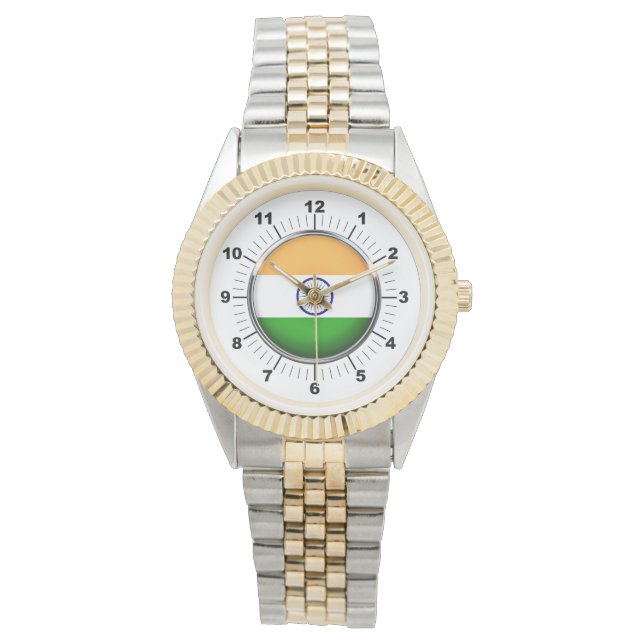 Vrouwen India vlag Two-Tone armband horloge (Voorkant)