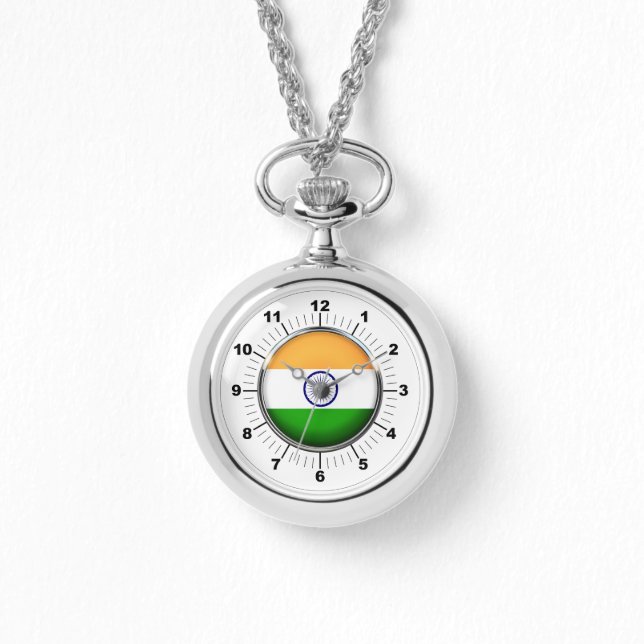 Vrouwen India Vlag Wraparound Zilveren horloge (Voorkant)