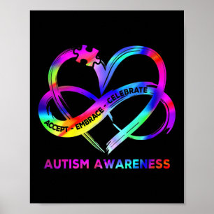Vrouwen Infinity Hart Autisme Bewustzijn Accepteer Poster