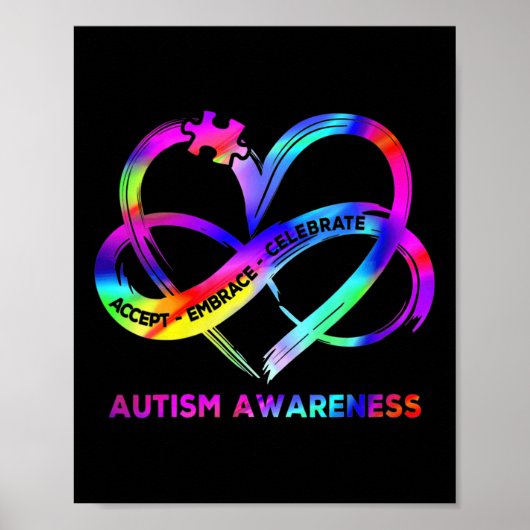 Vrouwen Infinity Hart Autisme Bewustzijn Accepteer Poster (Voorkant)