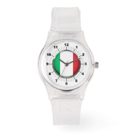 Vrouwen Italië Vlag Sportief Roze Silicon Horloge
