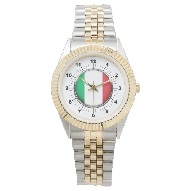 Vrouwen Italië Vlag Two-Tone Armband horloge (Voorkant)