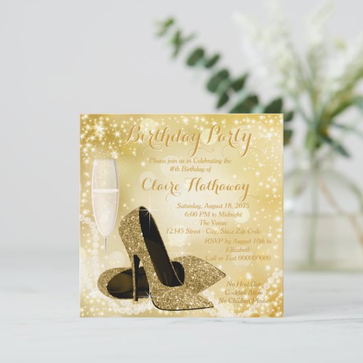 Vrouwen Ivoor en Goud Verjaardagsfeest Kaart (Staand voorkant)