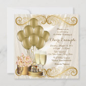 Vrouwen Ivoor en Goud Verjaardagsfeest Kaart (Voorkant)