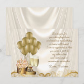 Vrouwen Ivoor Goud Verjaardagsfeest Dank u Kaarten (Voorkant / Achterkant)