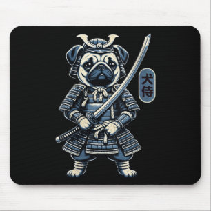 Vrouwen Japans Samurai Dog Tattoo, Pug Dog Kawaii Muismat