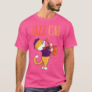 Vrouwen Jazz Cat trompet spelen solo jazz band T-shirt