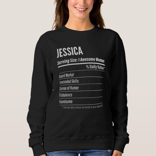 Vrouwen Jessica Nutritional Facts Serving Size Cal Trui (Voorkant)